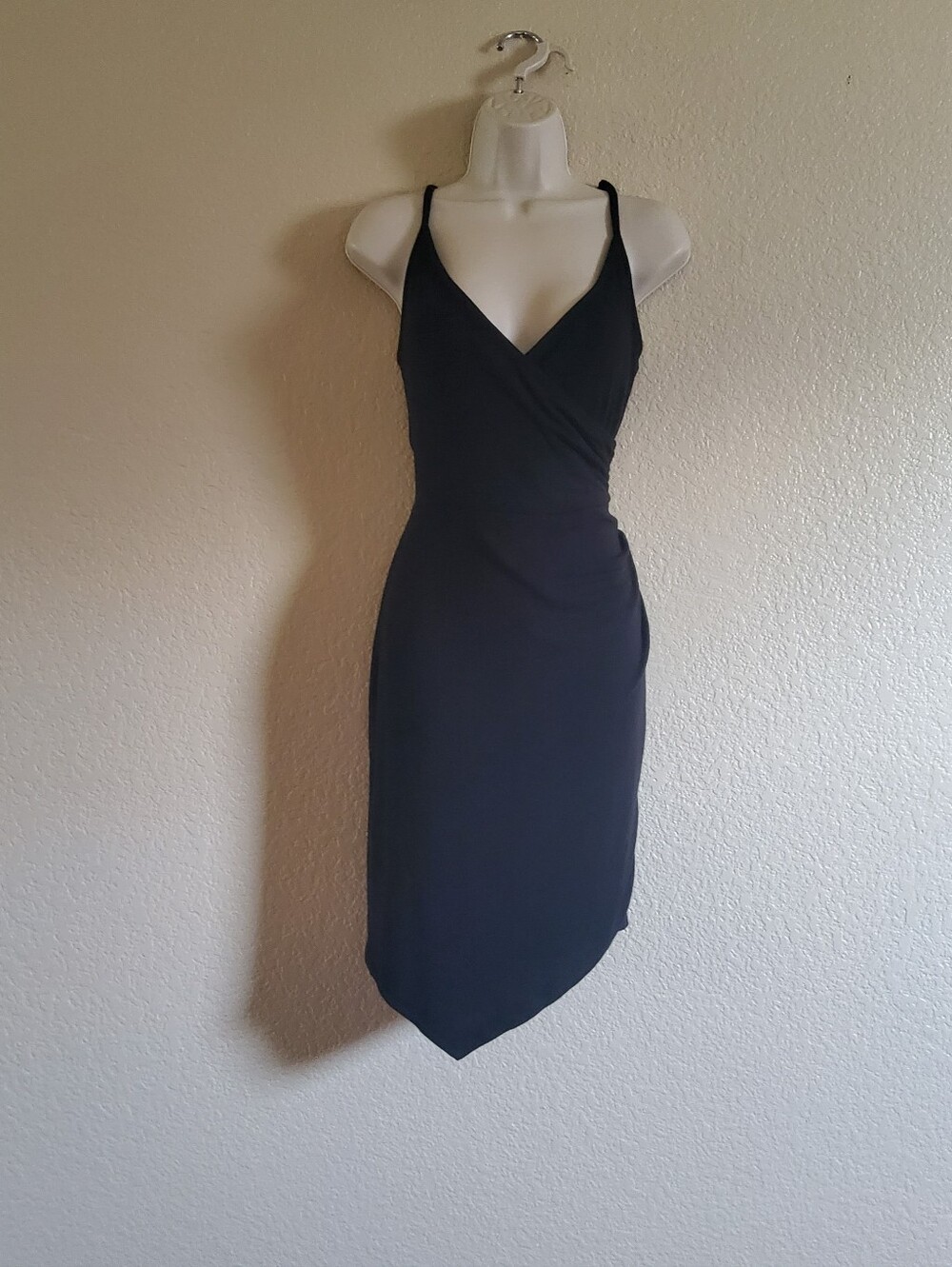 NWT 41 Hawthorn Black Ribbed Faux Wrap Dress M​ - Picture 2 of 9